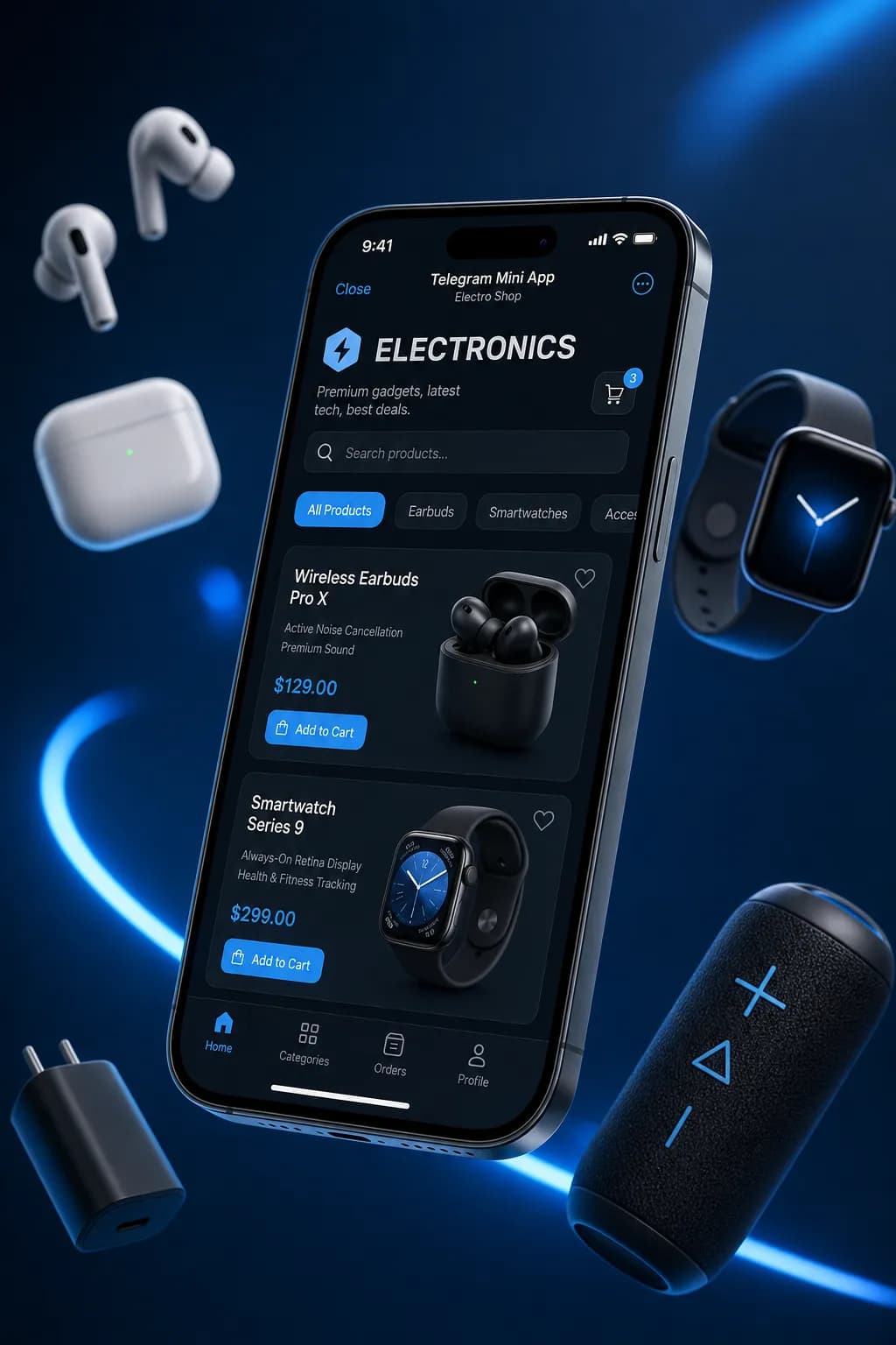 Circuit — Electronics Telegram Mini App storefront design