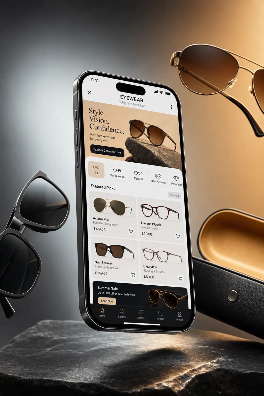 Optic — Kacamata storefront design preview